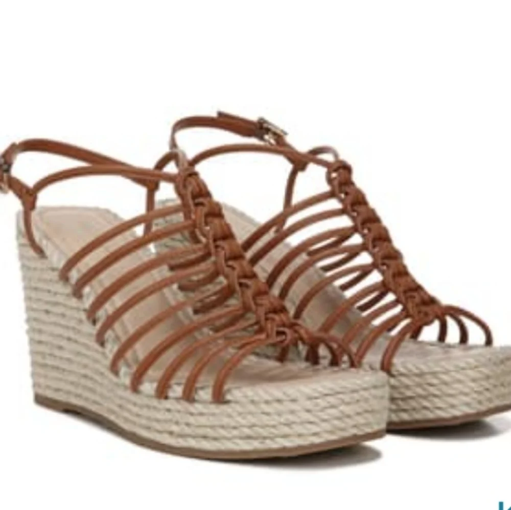 Via Spiga Espadrille Leather Platform Wedge Sandal Designer Jute Rope